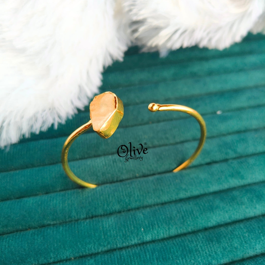 Natural Stone Kada - Collet Fitting - Single Stone - Rough Shape