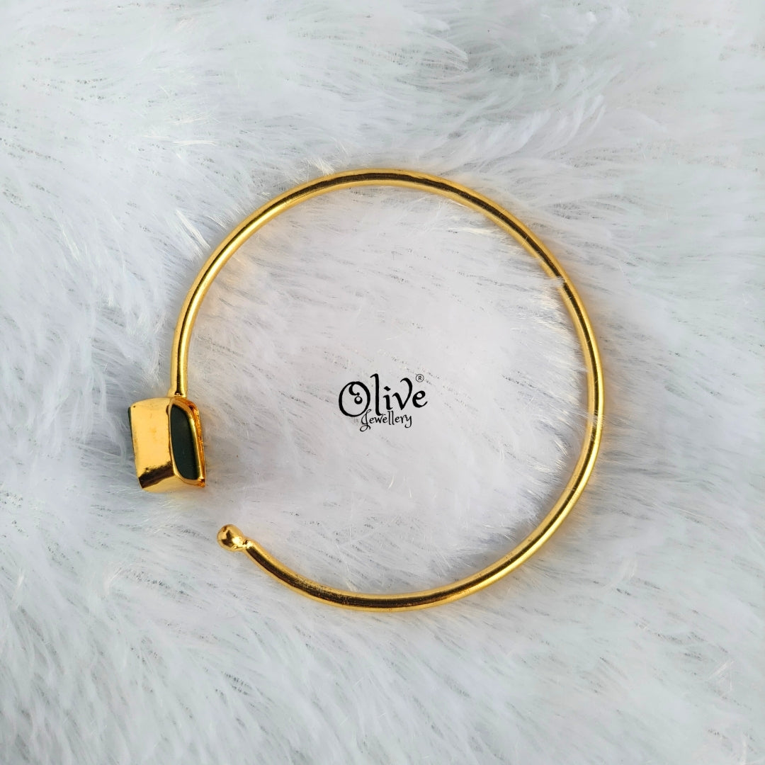 Natural Stone Kada - Collet Fitting - Single Stone - Rough Shape