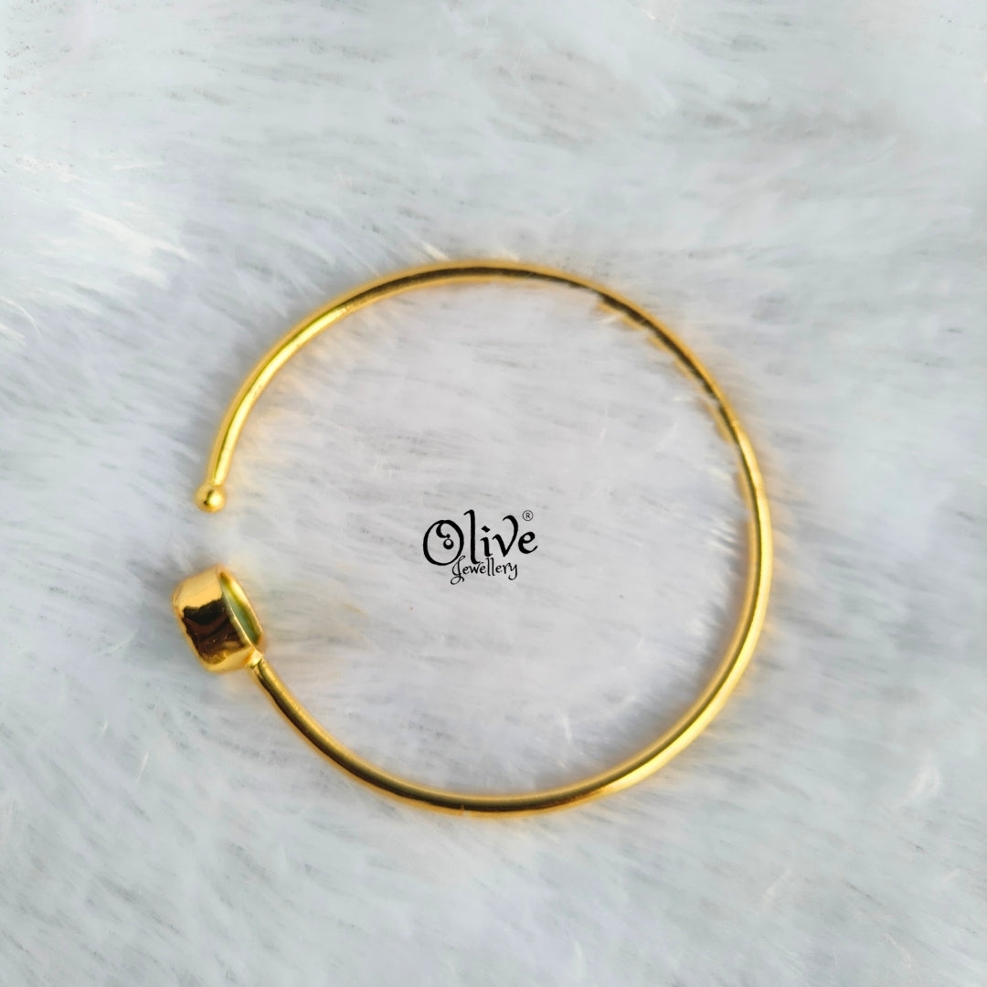 Natural Stone Kada - Collet Fitting - Single Stone - Rough Shape