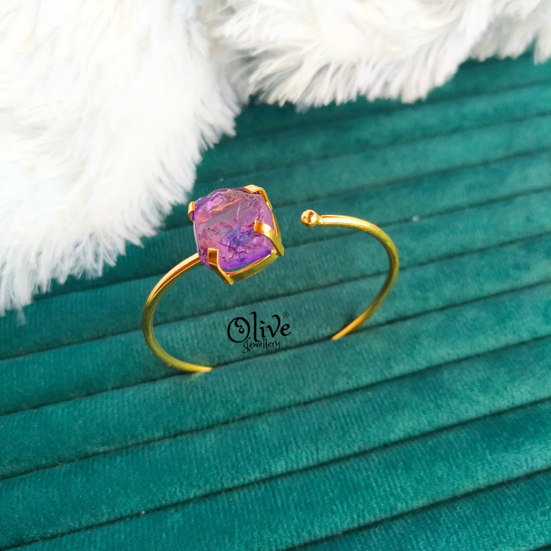 Natural Stone Kada - Claw Fitting - Single Stone - Colored Crystal