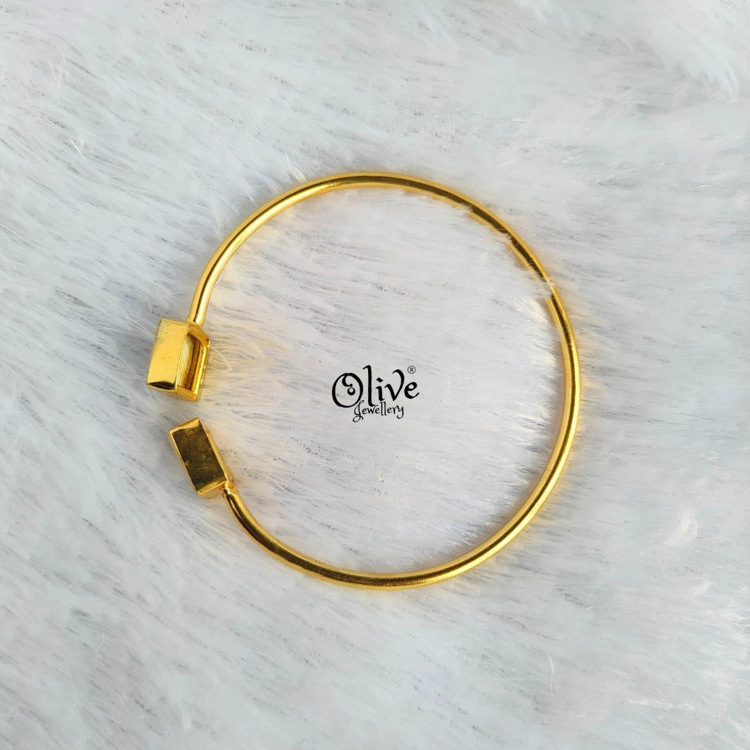 Natural Stone Kada - Collect Fitting - Double Stone - Square Shape