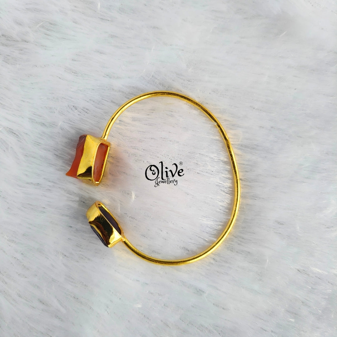 Natural Stone Kada - Collect Fitting - Double Stone - Rough Shape