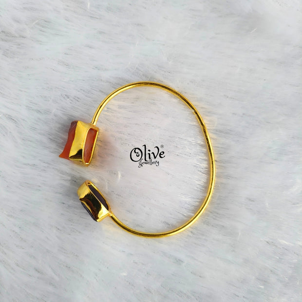 Natural Stone Kada - Collect Fitting - Double Stone - Rough Shape