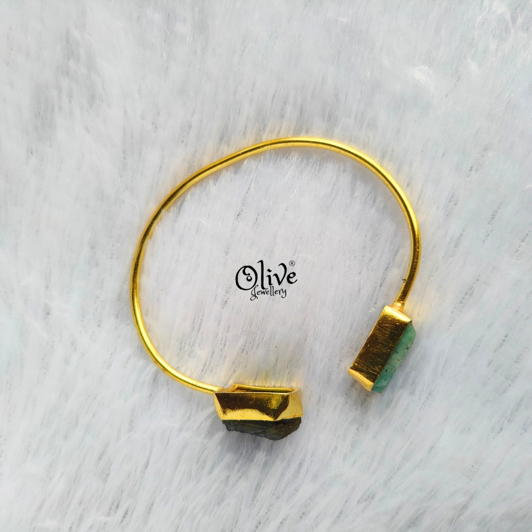 Natural Stone Kada - Collect Fitting - Double Stone - Rough Shape