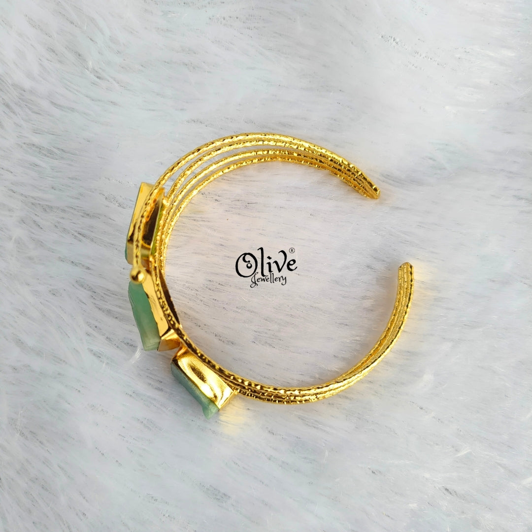 Natural Stone Kada - Collet Fitting - Three Stones