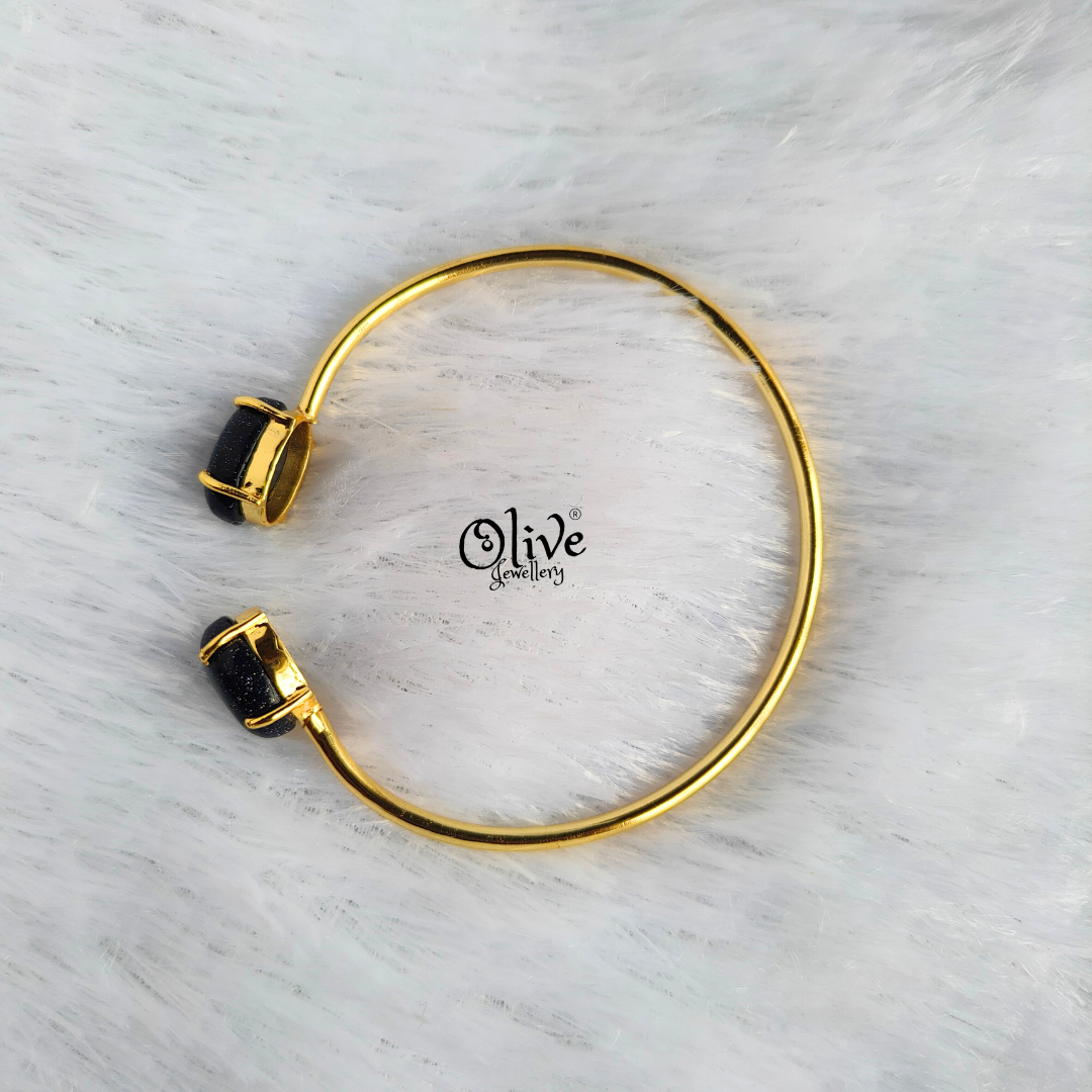 Natural Stone Kada - Claw Fitting - Double Stone - Full Finished