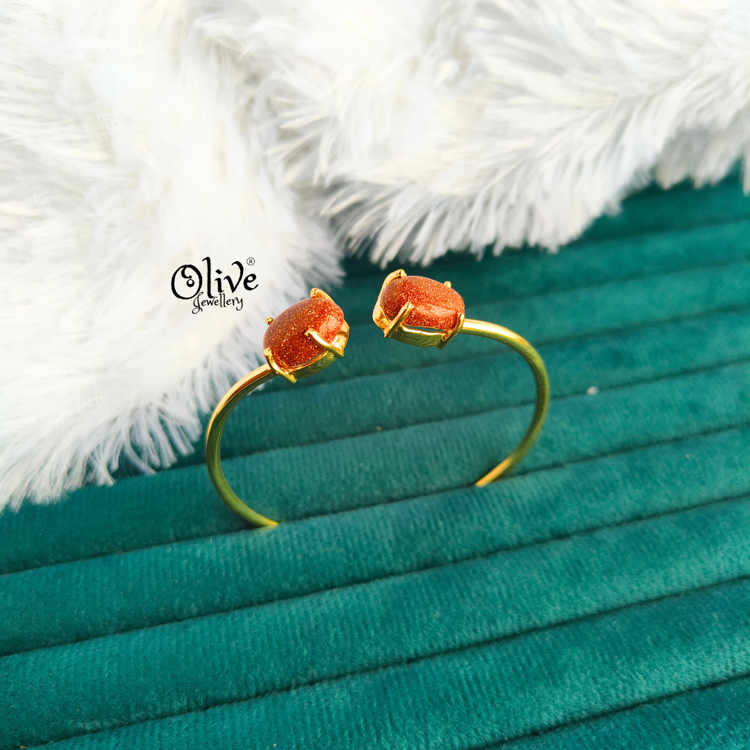 Natural Stone Kada - Claw Fitting - Double Stone - Full Finished