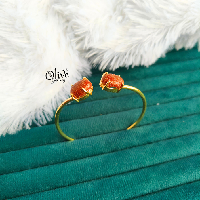 Natural Stone Kada - Claw Fitting - Double Stone - Full Finished