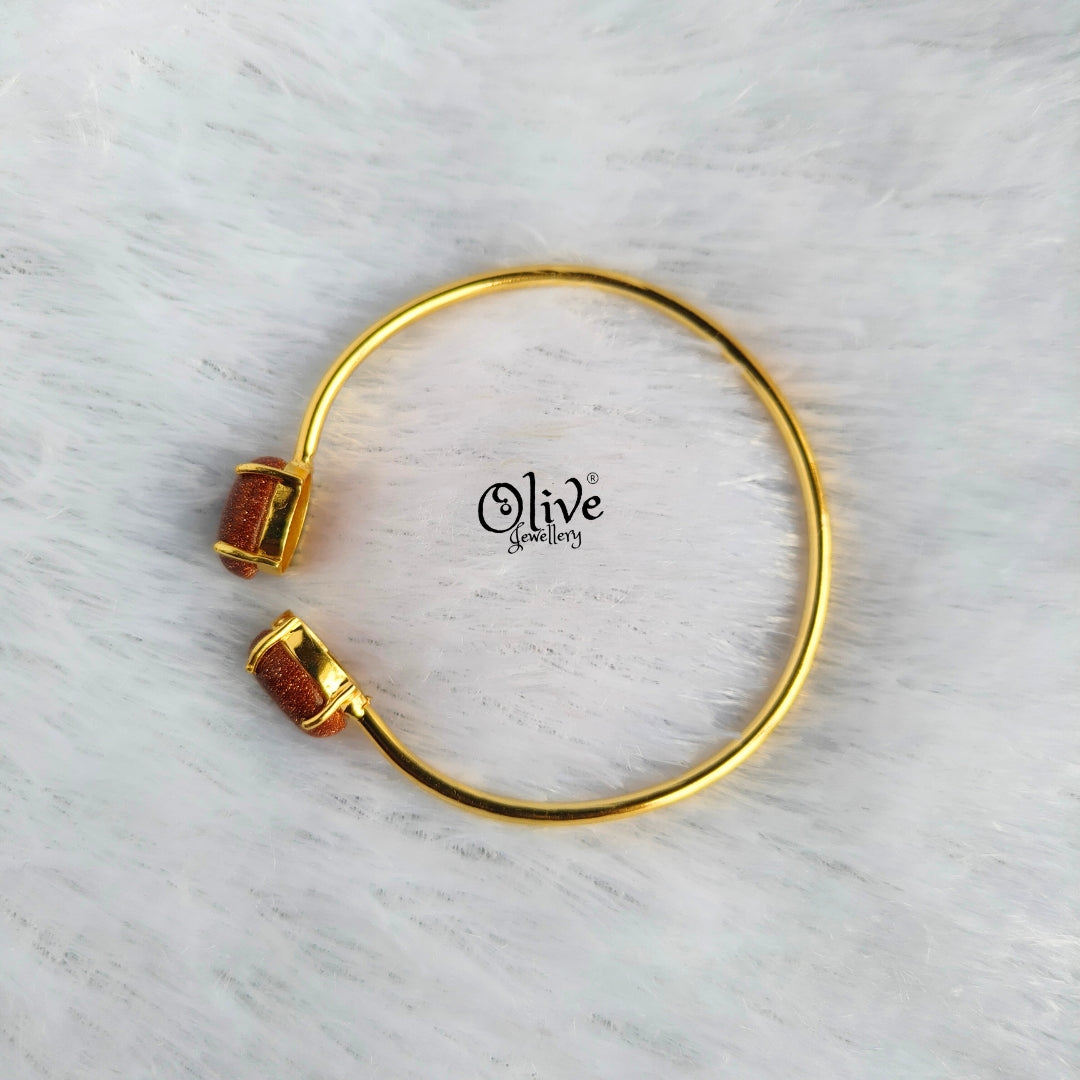 Natural Stone Kada - Claw Fitting - Double Stone - Full Finished