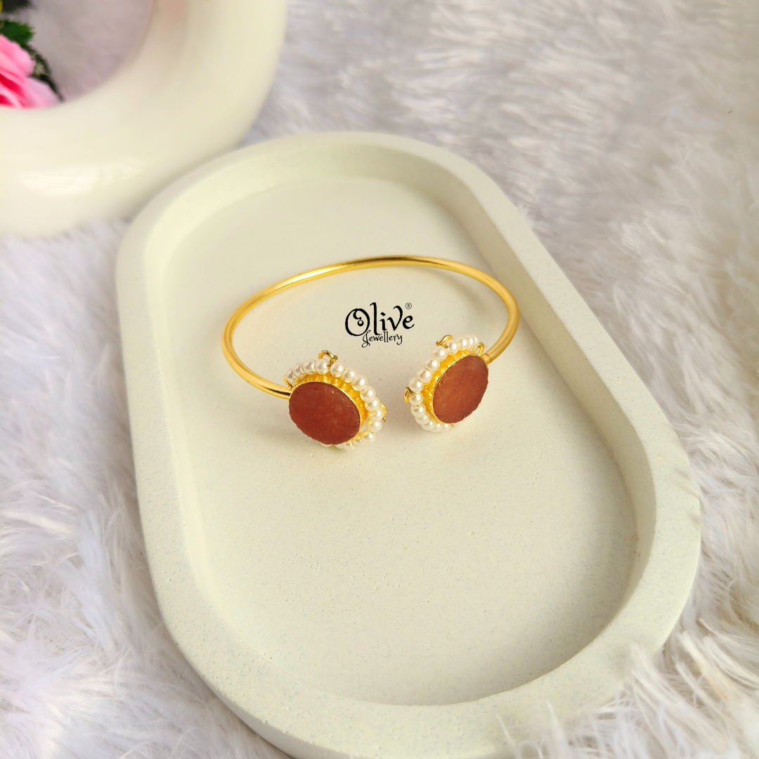 Natural Stones Kada - Collet Fitting - Semi-Finished Shape -  Double Stone