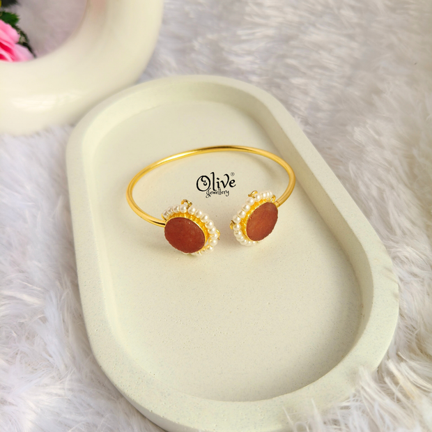 Natural Stones Kada - Collet Fitting - Semi-Finished Shape -  Double Stone