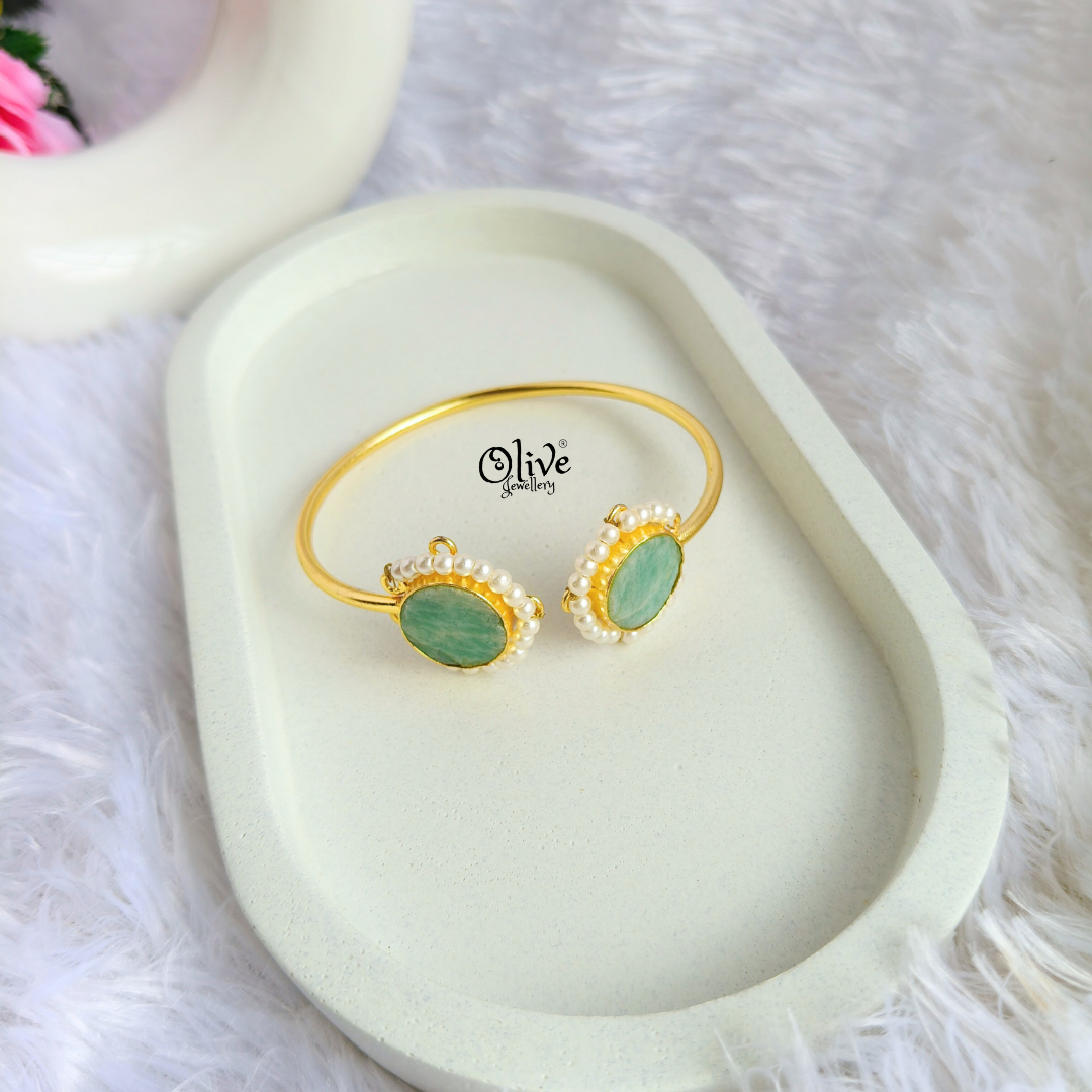 Natural Stones Kada - Collet Fitting - Semi-Finished Shape -  Double Stone