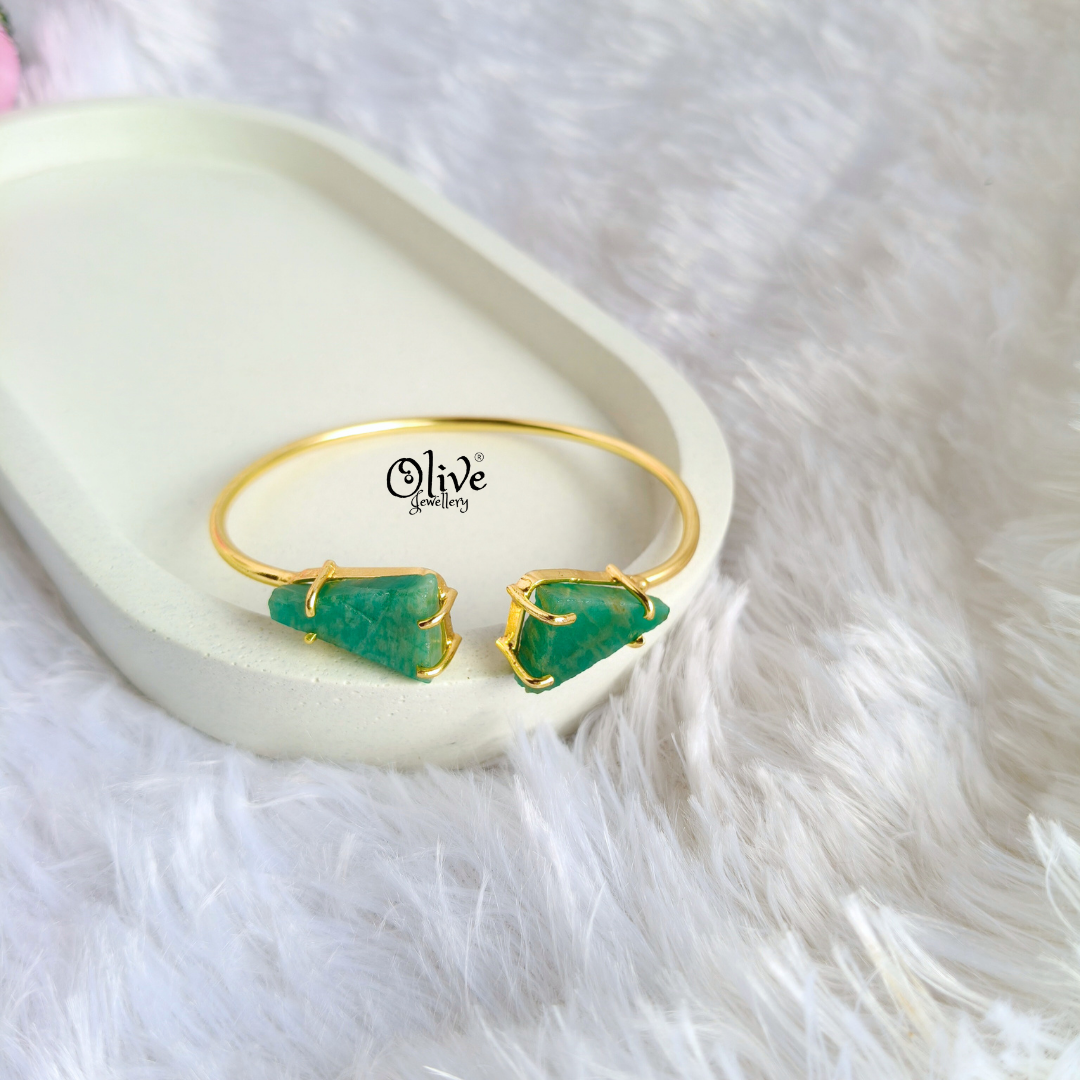 Natural Stones Kada - Collet Fitting - Double  Stone