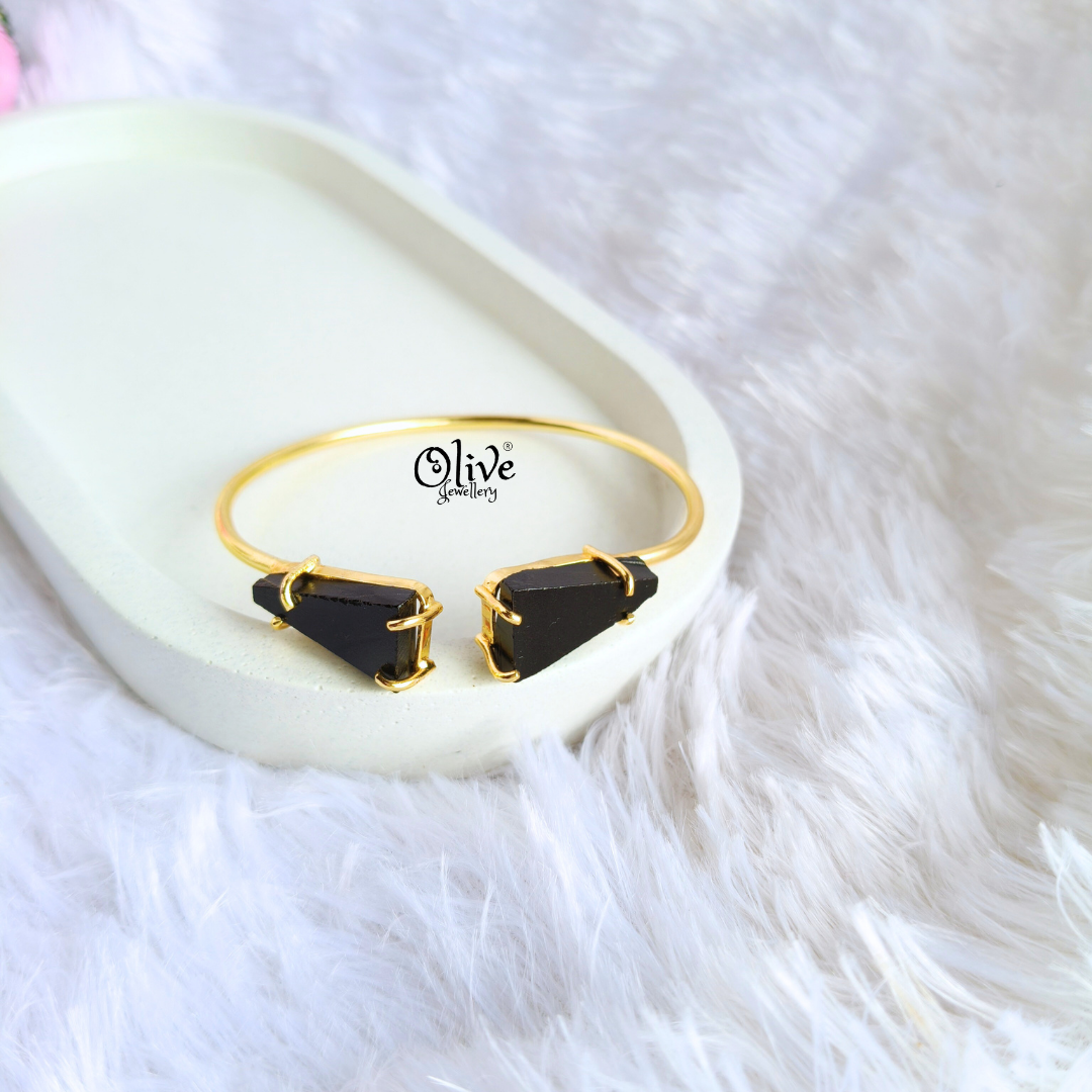 Natural Stones Kada - Collet Fitting - Double  Stone