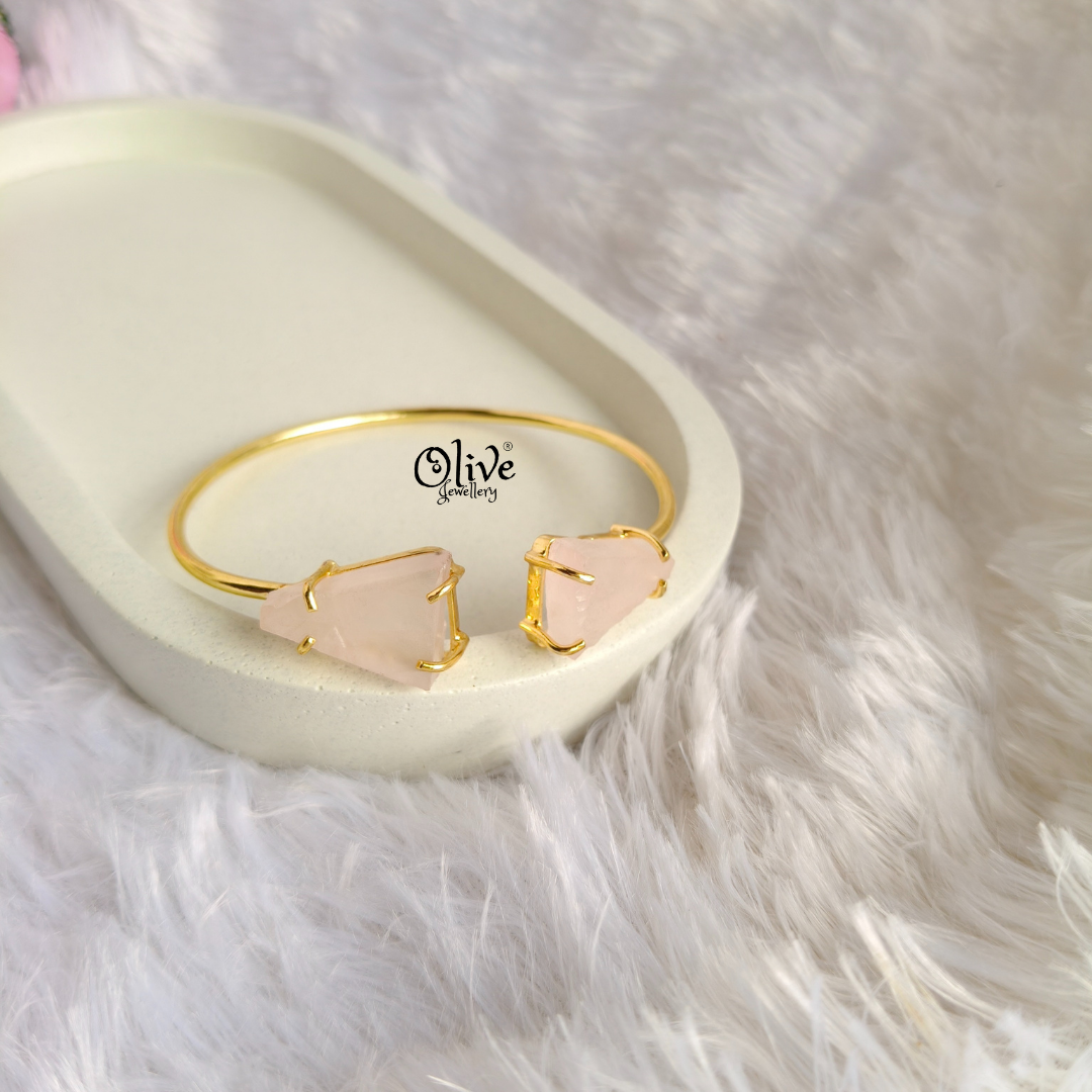 Natural Stones Kada - Collet Fitting - Double  Stone