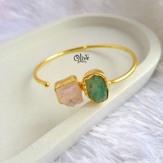 Natural Stone Kada - Collect Fitting - Double Stone - Rough Shape