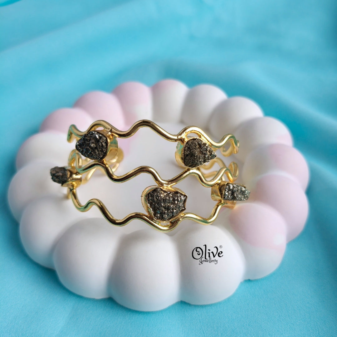 Pyrite Stone Kada - Collet Fitting - 231