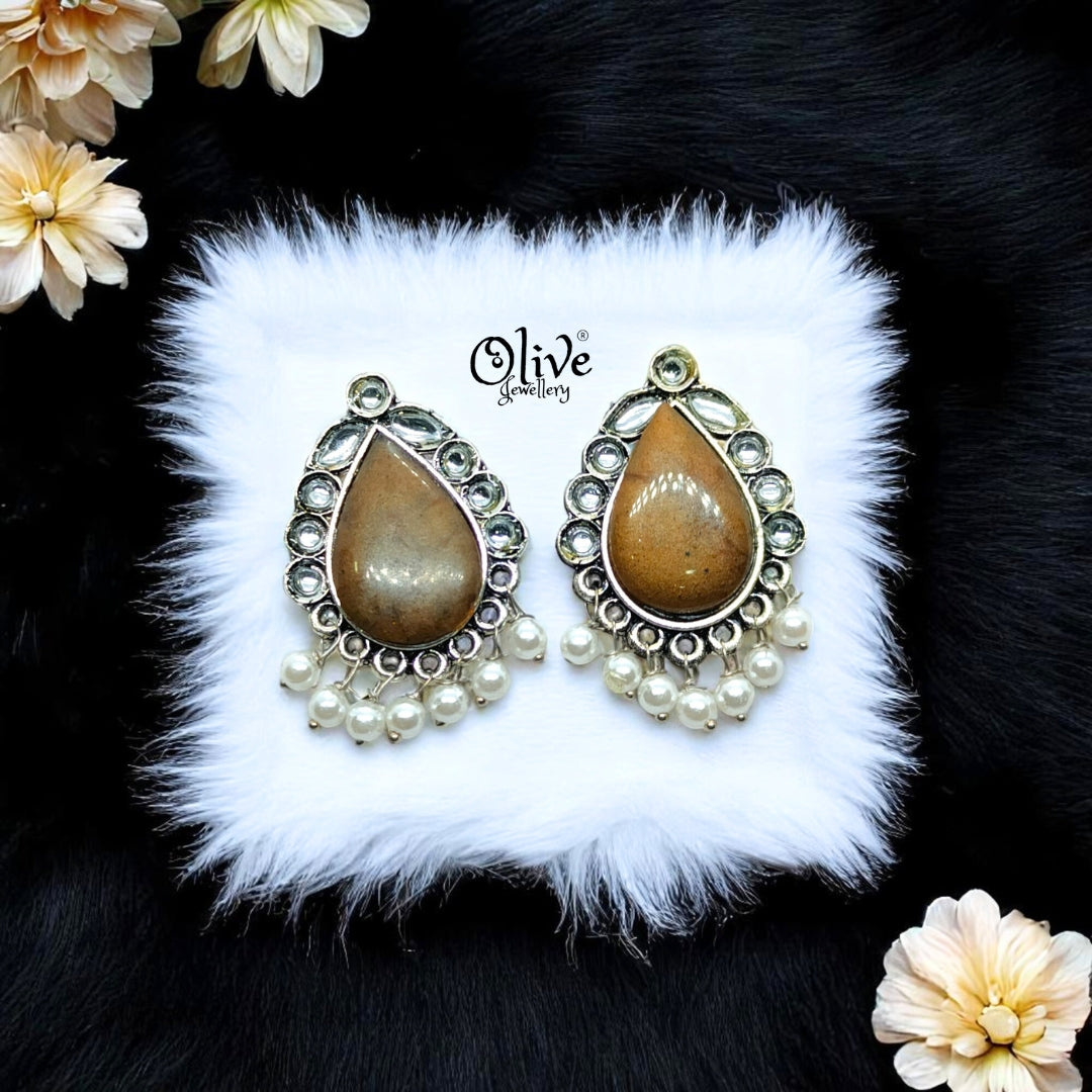 Oxidized Earrings - 96 (Silver Shade)