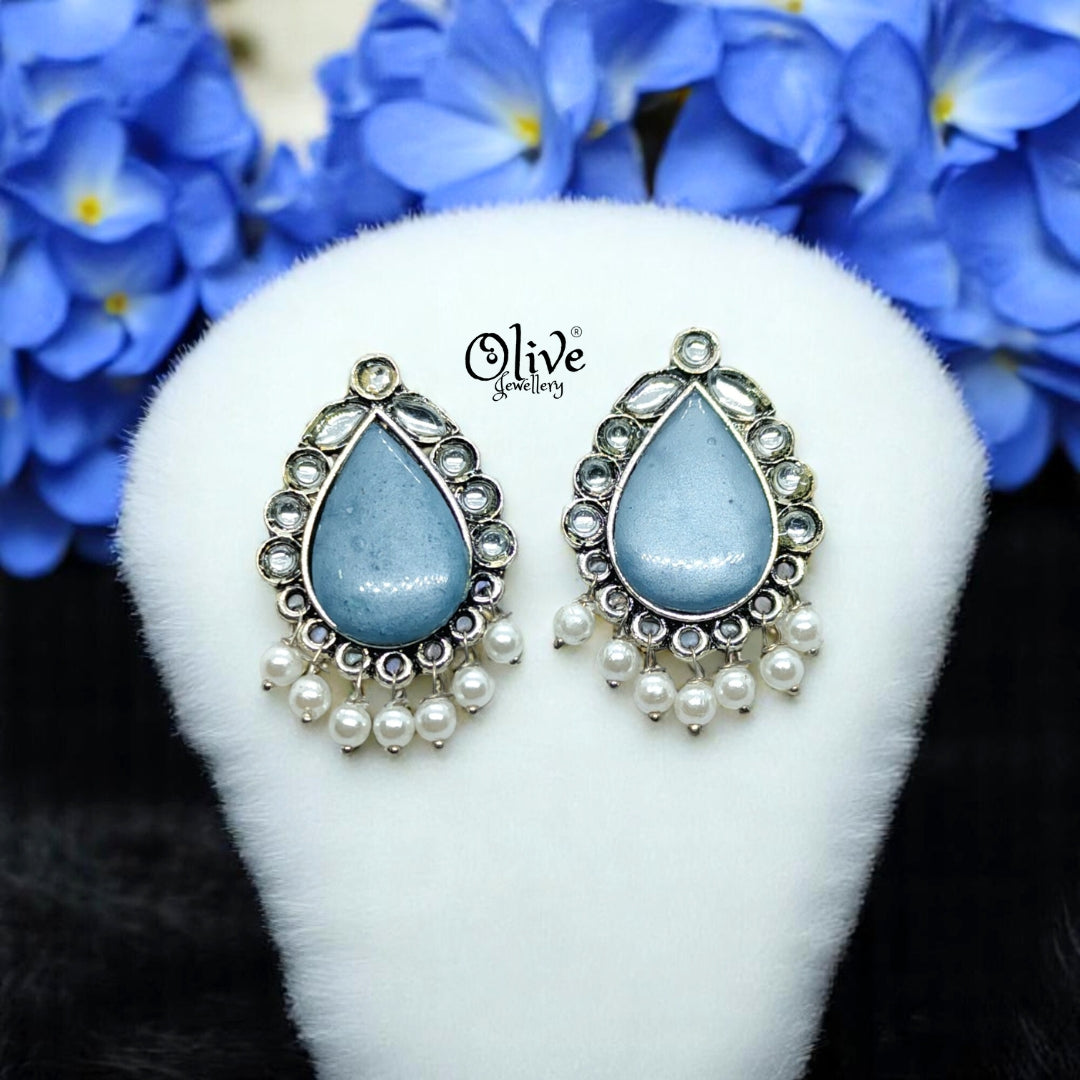 Oxidized Earrings - 96 (Silver Shade)