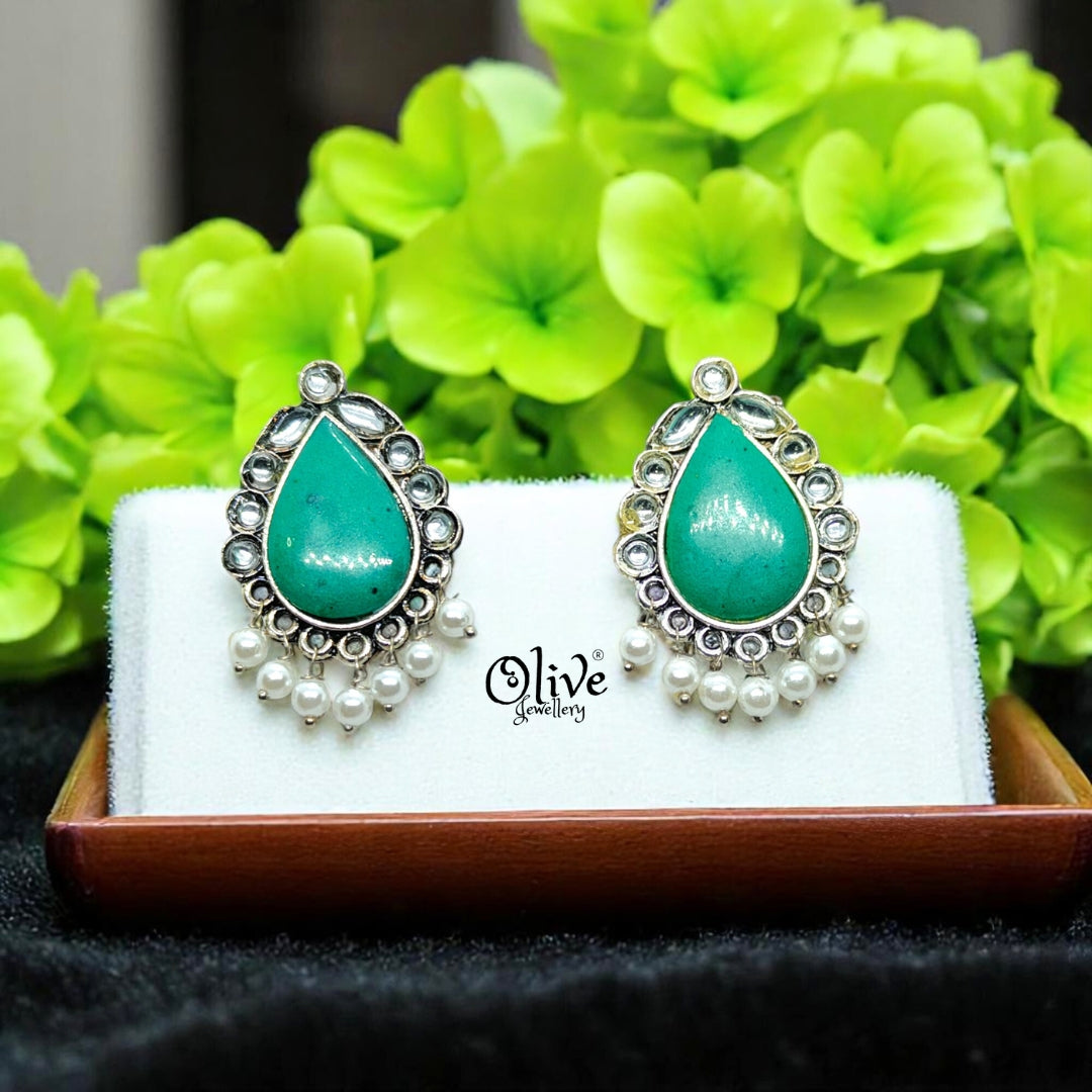 Oxidized Earrings - 96 (Silver Shade)