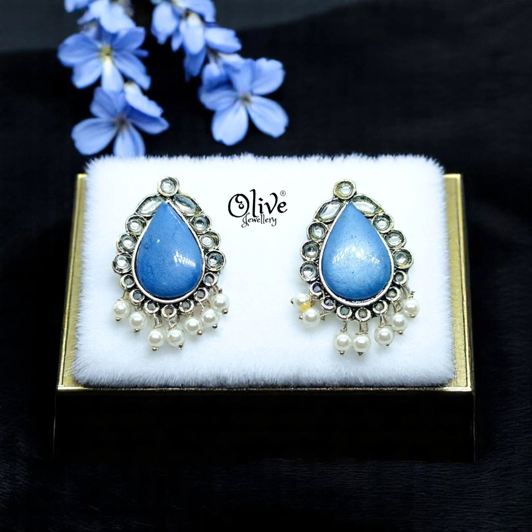Oxidized Earrings - 96 (Silver Shade)
