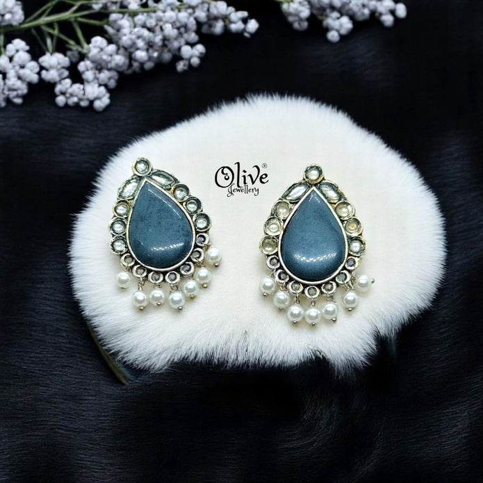 Oxidized Earrings - 96 (Silver Shade)