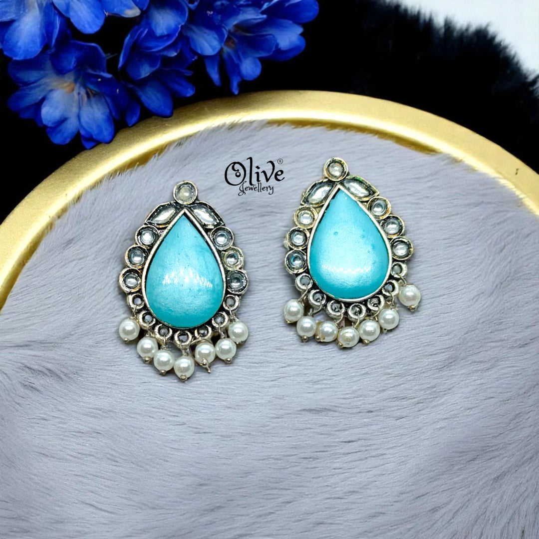 Oxidized Earrings - 96 (Silver Shade)