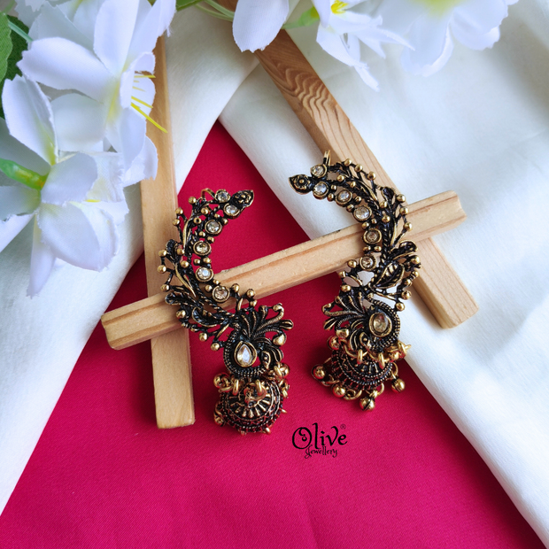Oxidized Cuff Earrings-1248