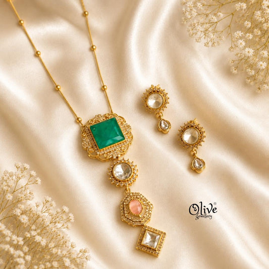 Polki Pendant Neckset-001