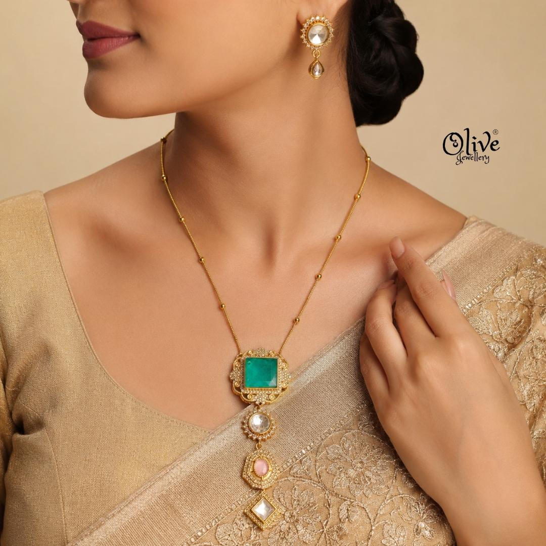 Polki Pendant Neckset-001