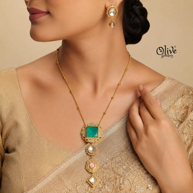 Polki Pendant Neckset-001