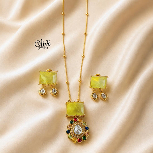 Polki Pendant Neckset-004