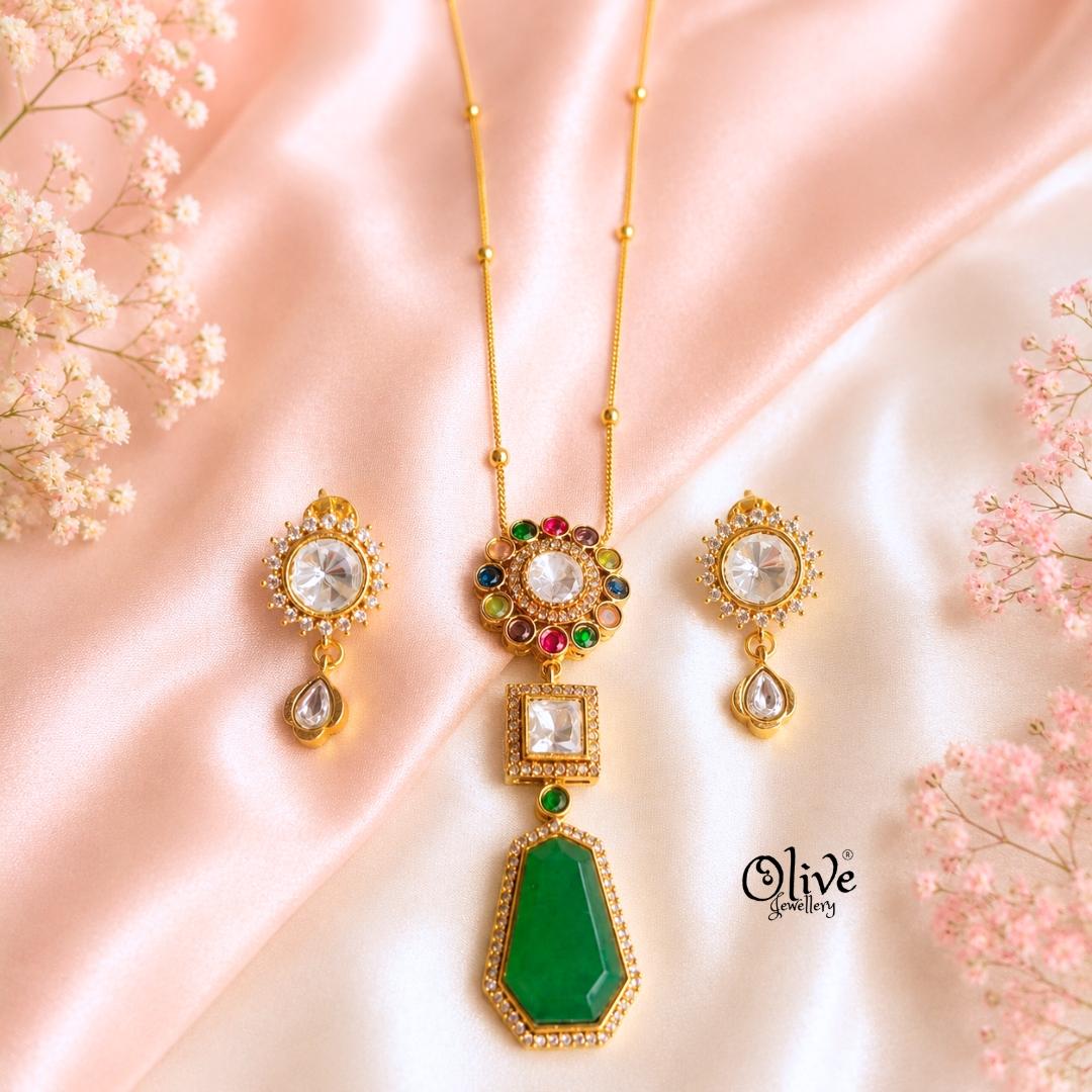 Polki Pendant Neckset-005