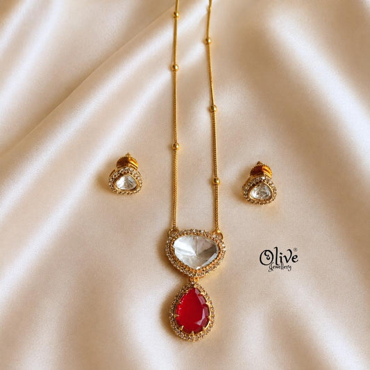 Polki Pendant Neckset-007