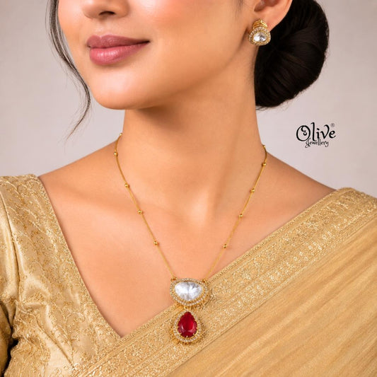 Polki Pendant Neckset-007