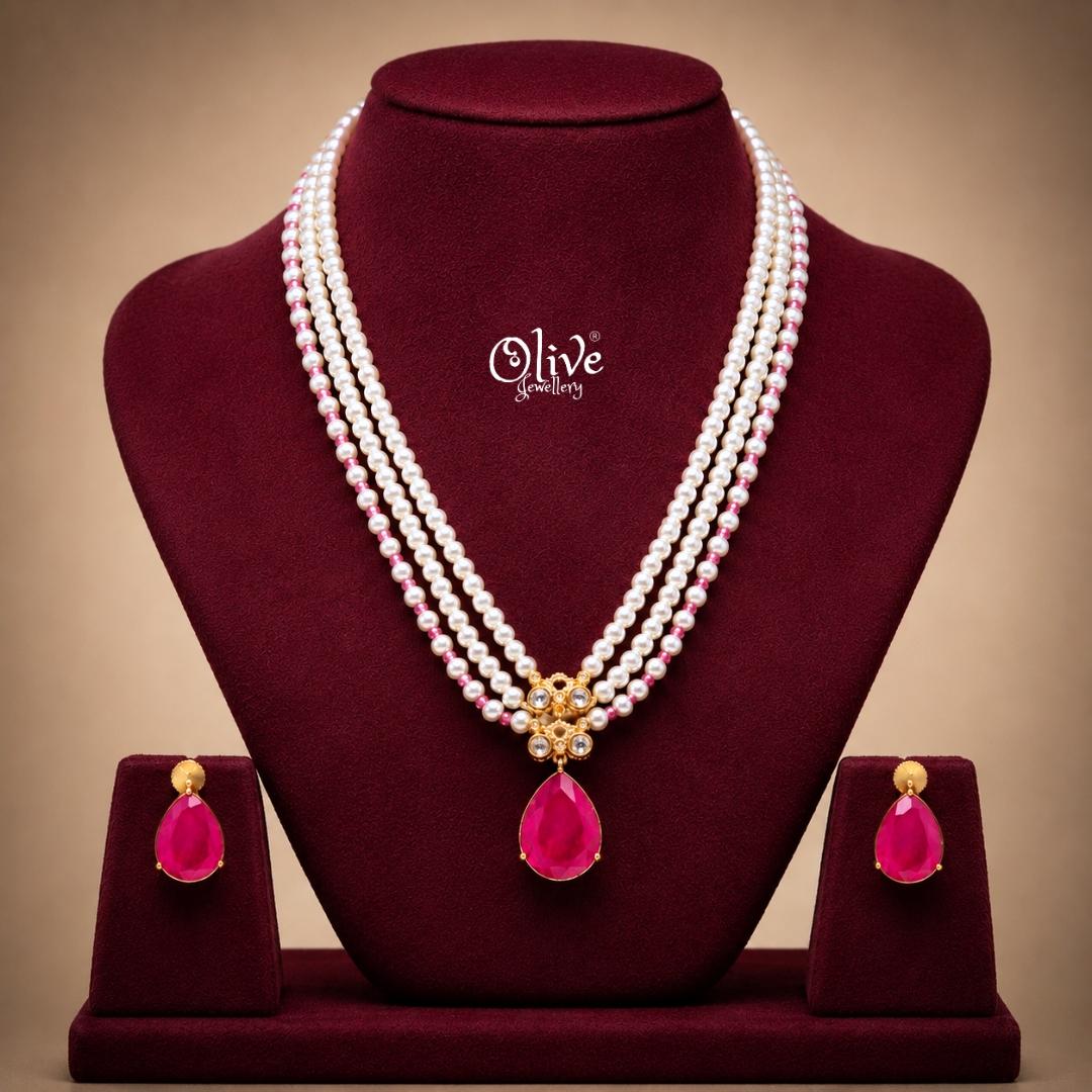 Polki Pendant Neckset-008
