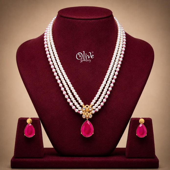 Polki Pendant Neckset-008