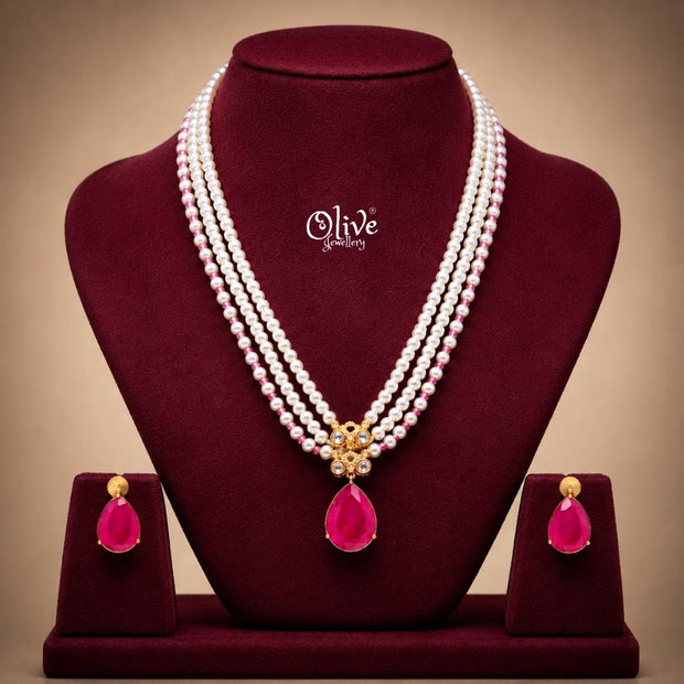 Polki Pendant Neckset-008