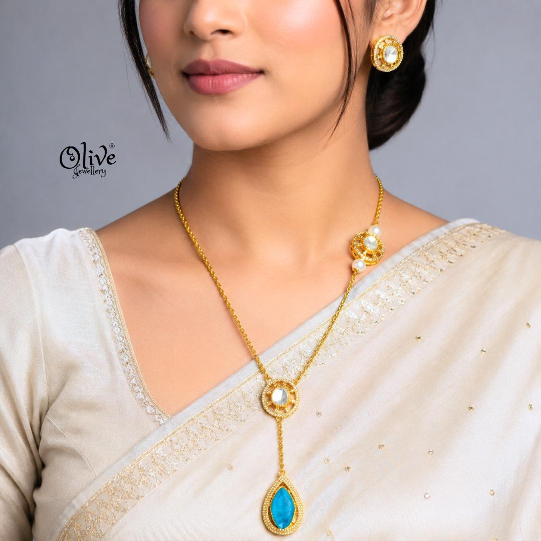 Polki Pendant Neckset-009