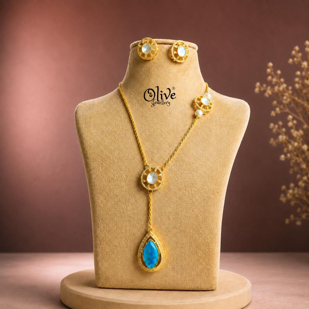 Polki Pendant Neckset-009