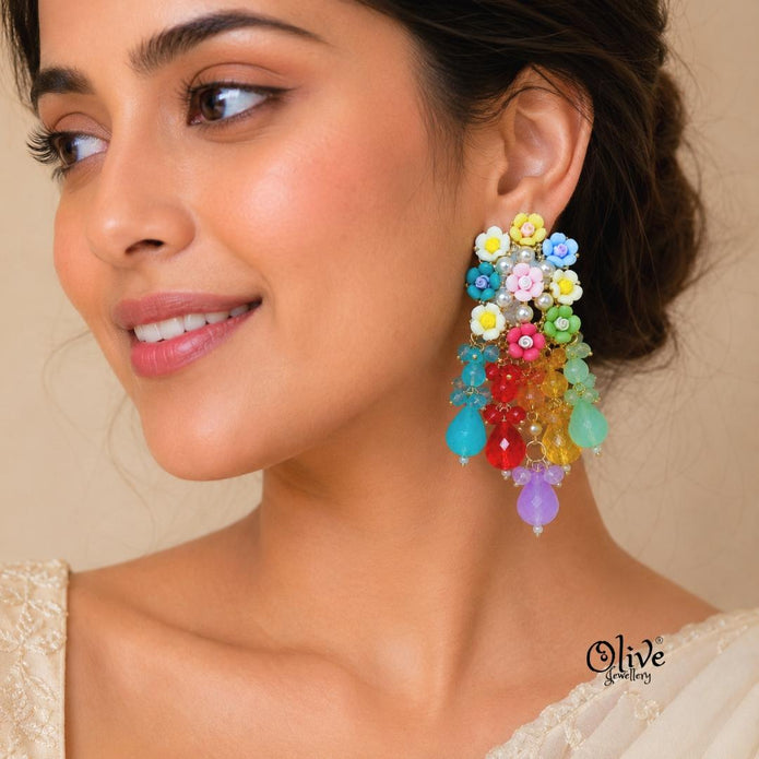 Raga Fusion Earrings - 212(Multicolor)