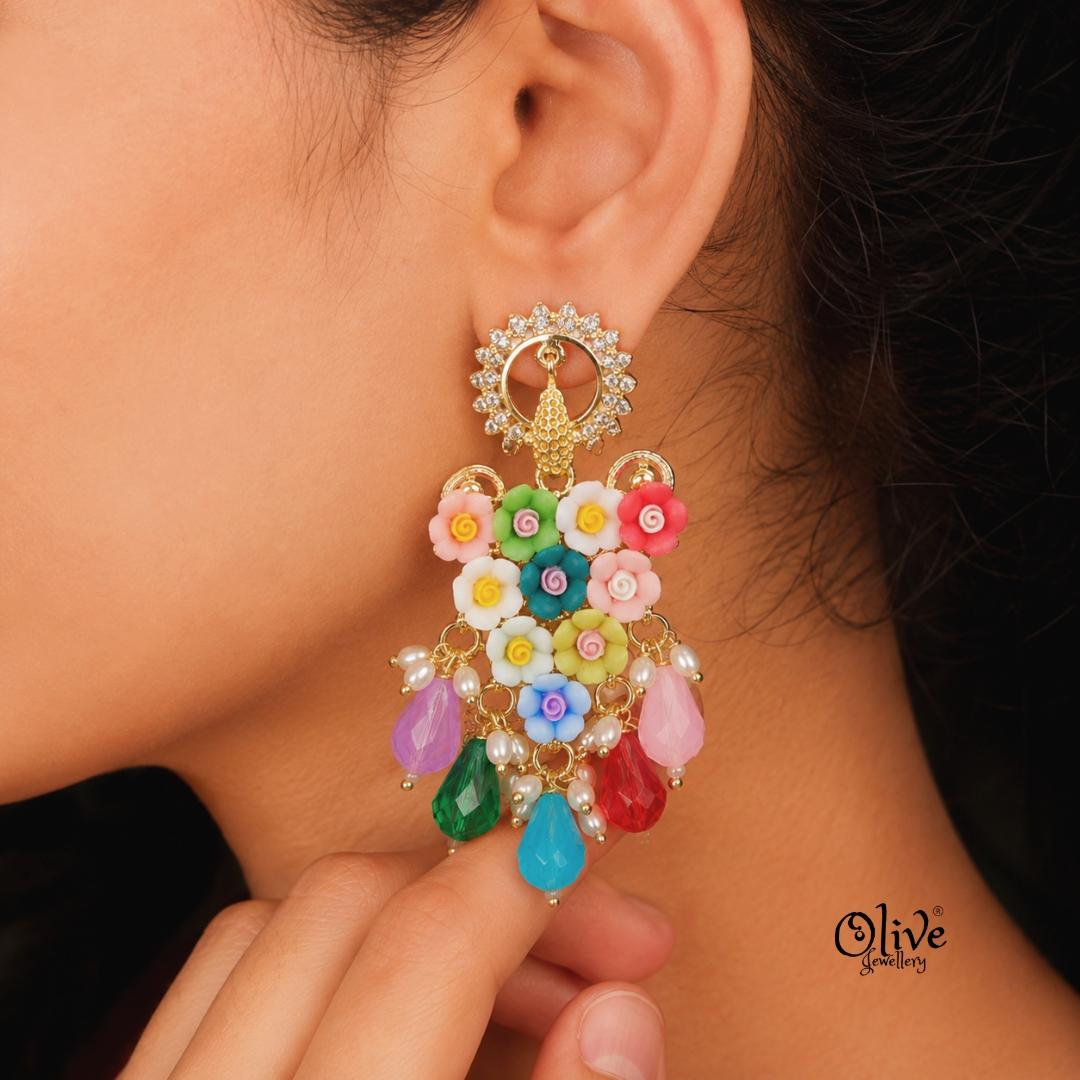Raga Fusion Earrings - 213 (Multicolor)