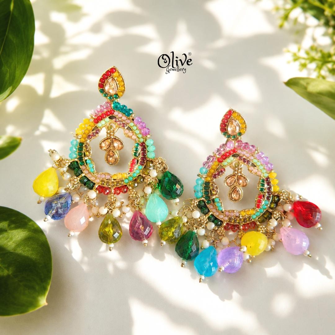 Raga Fusion Earrings - 243(Multicolor)