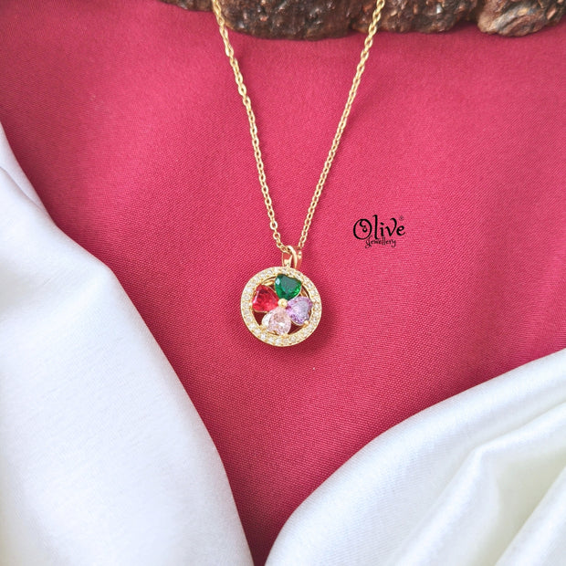 Multi  Stone Flower -Spinning Pendant-Gold- Shade