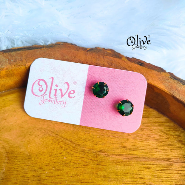 Single Stone Studs Earrings - 1