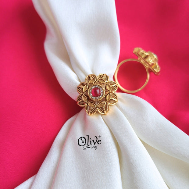 Flower Matt Finish Finger Ring