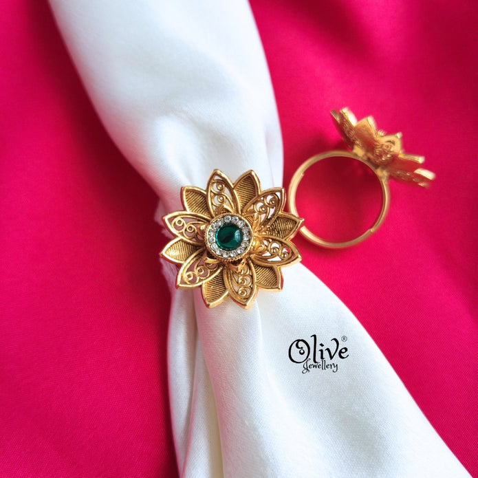 Lotus Matt Finish Finger Ring