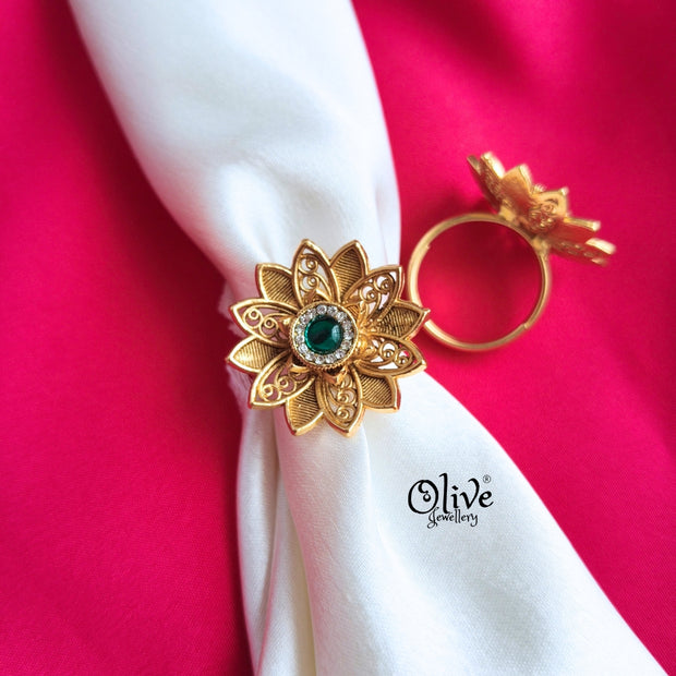 Lotus Matt Finish Finger Ring