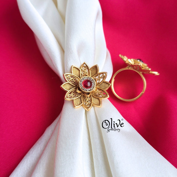 Lotus Matt Finish Finger Ring