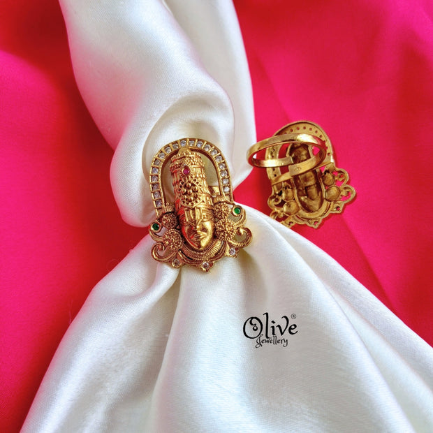 Lord Venkateshwar Matt Finish Finger Ring